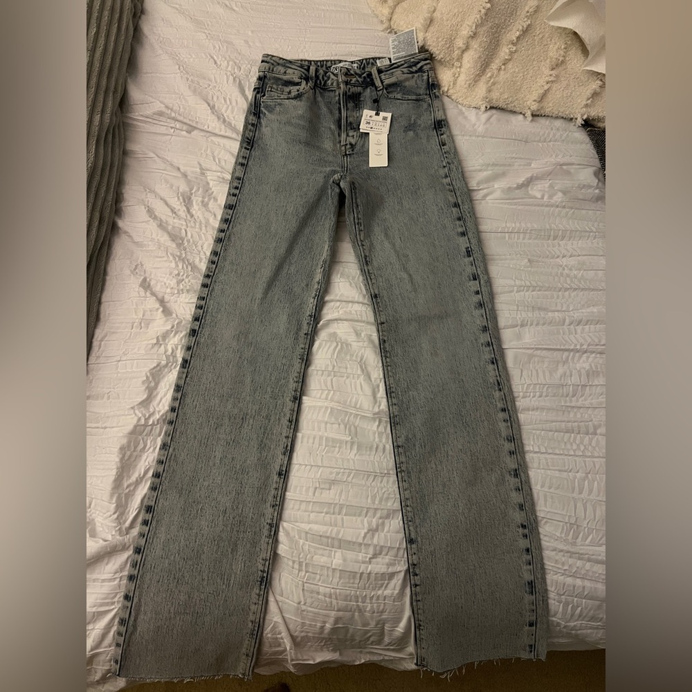 ZARA High-Rise Straight Leg Jeans